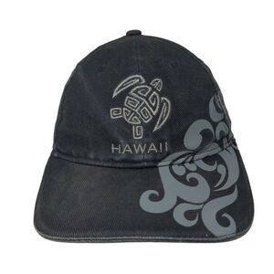 Hawaii Slideback Hat Black One Size Adjustable Embroidered 6 Panel Surfware
